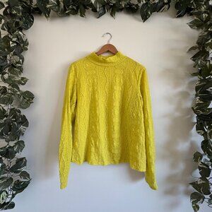 Daily Practice Anthropologie Lace Mock Neck Long Sleeve Blouse Yellow Size 1x
